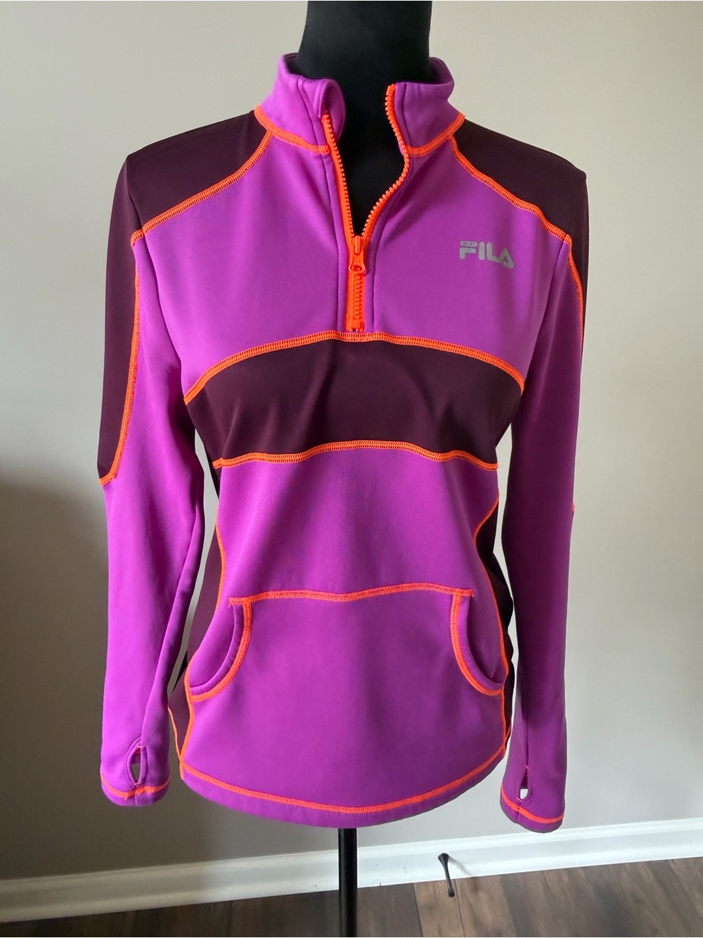 FILA Women's Pink Pullover Half-Zip Sweatshirt Medium